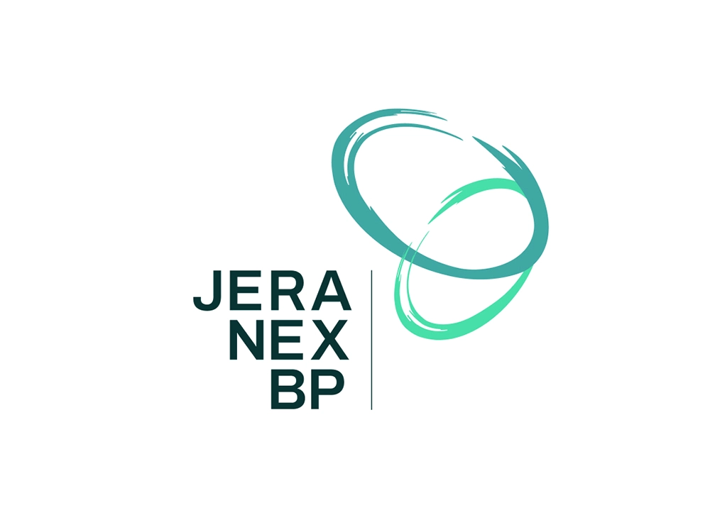 JERA Nex bp logo with overlapping teal and green brushstroke ovals
